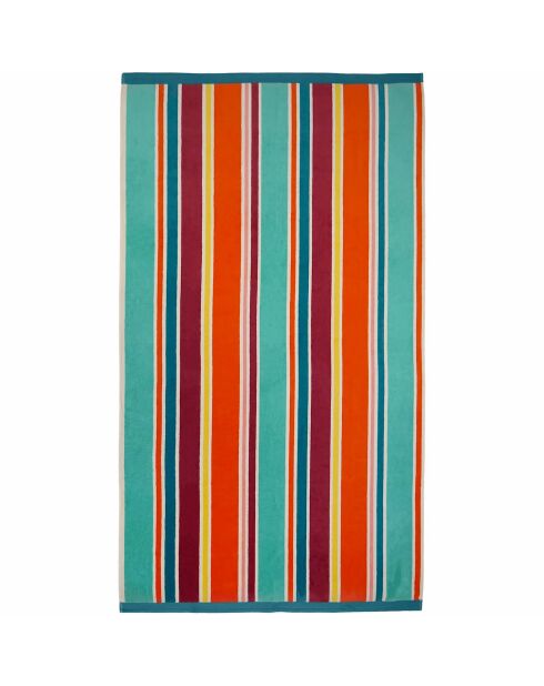 Serviette de plage éponge velours Jacquard multicolore - 100x175 cm