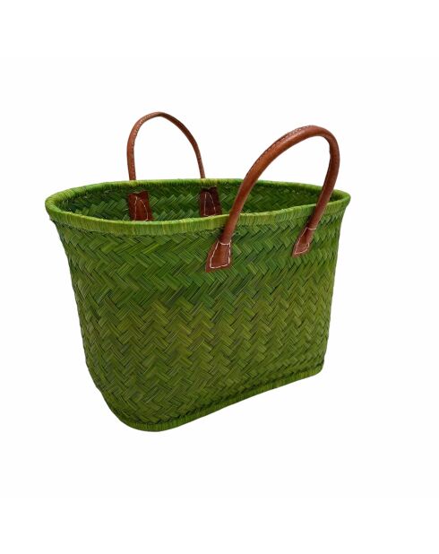 Handgefertigter Strandkorb aus Naturfasern Aravola grün - 55x25x30 cm