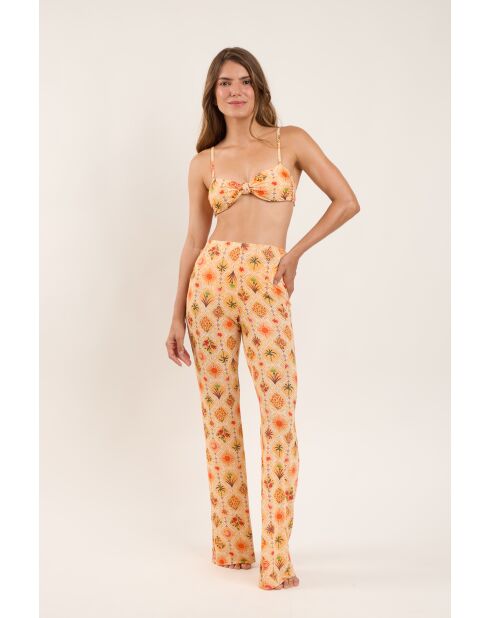 Pantaloni da spiaggia beige Mosaico Lana