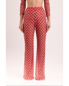 Pantaloni da spiaggia rossi Floral Scales Lana