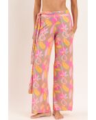 Lyla rosafarbene Strandhose mit Krawatte