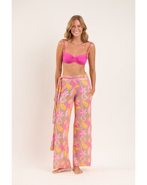 Lyla rosafarbene Strandhose mit Krawatte