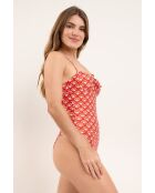 Traje de baño de una pieza Julia Red Floral Scales