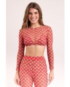 Harper Strand-Top mit Blumenmuster, Rot