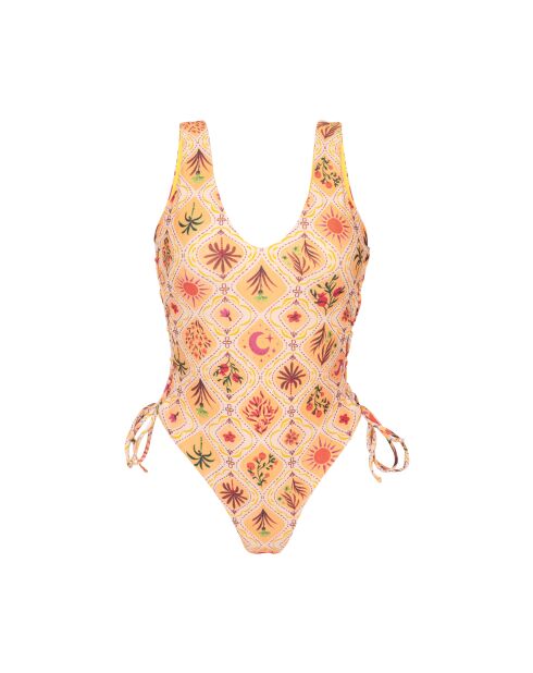 Beige badpak uit één stuk Mosaico Zoe