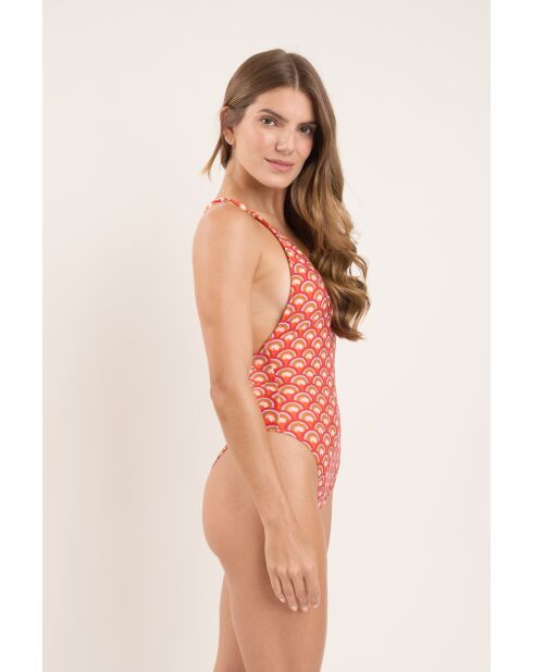 Traje de baño de una pieza con estampado floral Scales Sunny Red