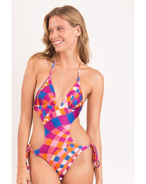 Cómodo y divertido trikini multicolor de una sola pieza