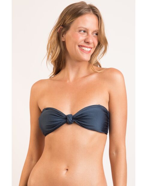 Joy Shark blaues Bandeau-Bikinioberteil
