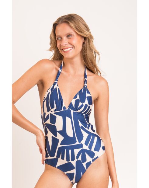 Mel Op Pottery marineblauw badpak uit één stuk