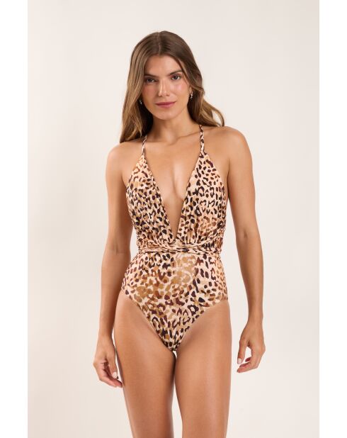 New Vegas Leopard bruin badpak uit één stuk