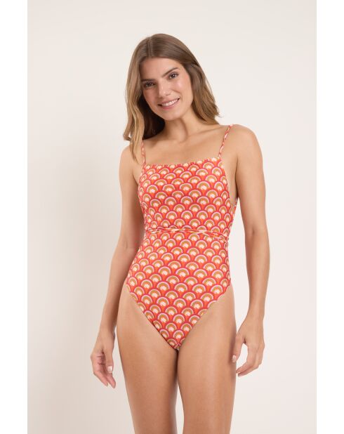 Traje de baño de una pieza con estampado floral rojo de Adele