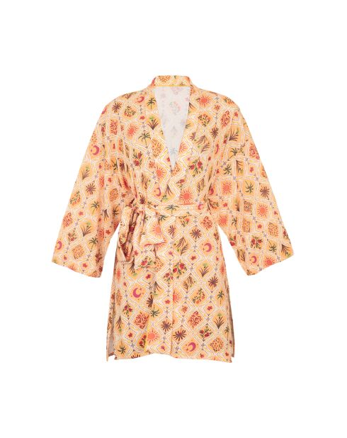 Kimono da spiaggia beige Mosaico