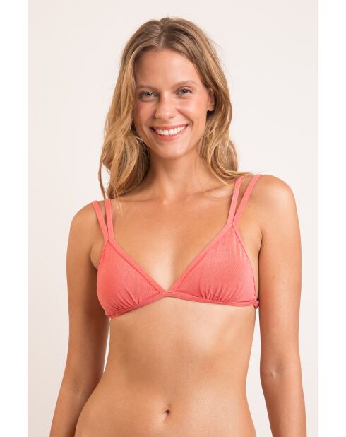 Top de bikini triple rosa Malibu Nina