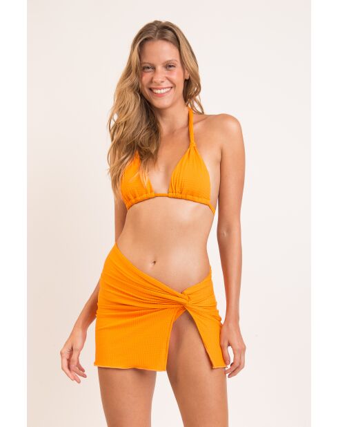 Strandrock mit Mango und orangefarbener Krawatte