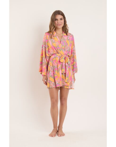 Kimono da spiaggia rosa Lyla