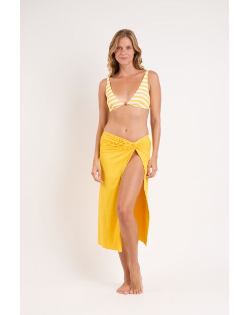 Gelber Strand-Maxikleid mit Knoten von Bio-Luz-Solar