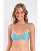 Shimmer Laguna blaues Balkon-Bikinioberteil mit Rüschen