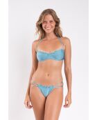 Shimmer Laguna blaues Balkon-Bikinioberteil mit Rüschen