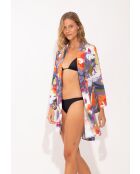Kimono da spiaggia viola Garden Flower