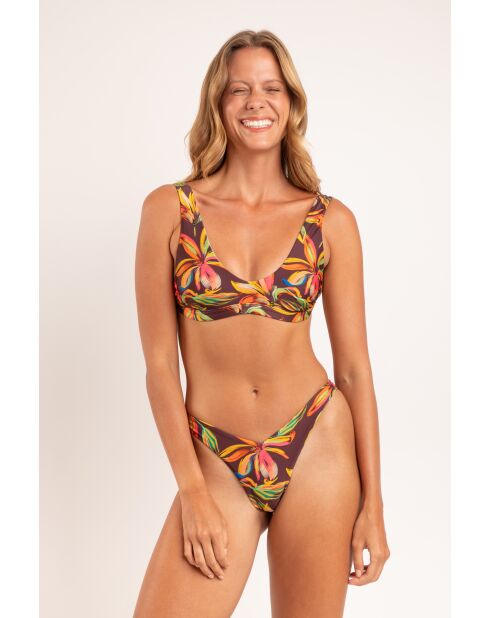 Top bikini marrone Fiore Hera