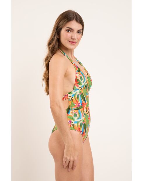 Mel Op Tropical groen badpak uit één stuk