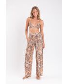 Pantaloni da spiaggia larghi marroni leopardati