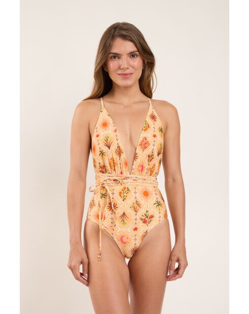 Beige badpak uit één stuk Mosaico New Vegas