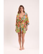 Caftano da spiaggia verde Tropical Bel
