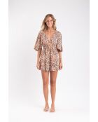 Braunes kurzes Kleid mit Leopardenmuster