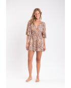 Braunes kurzes Kleid mit Leopardenmuster