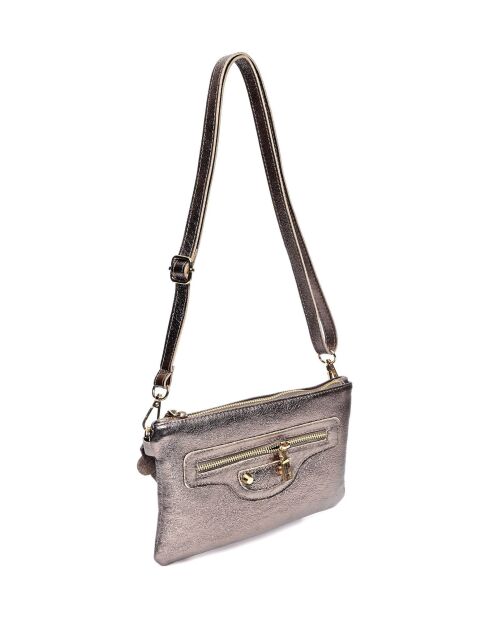 Sac bandoulière en cuir SS26 AL 8152 bronze -16x23x1 cm