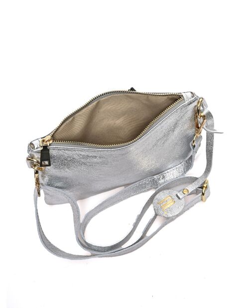 Sac bandoulière en cuir SS26 AL 8152 argent -16x23x1 cm
