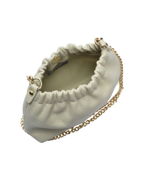 SS26 IR 124 Schultertasche aus beigem Leder -15x21x6 cm