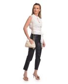 SS26 IR 124 Schultertasche aus beigem Leder -15x21x6 cm