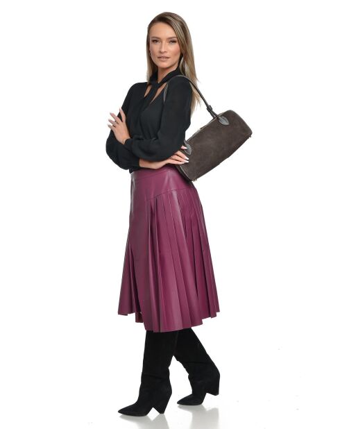 Sac porté épaule en cuir supérieure SS26 AL TSBV 47 testa moro -16x33.5x9 cm