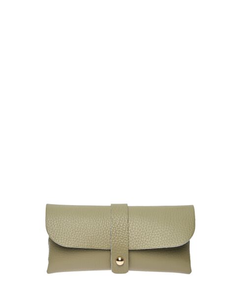 Étui à lunettes en cuir SS26 RM 1013 vert olive -7 x 16 cm