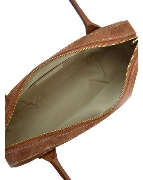 Sac porté épaule en cuir supérieure SS26 AL TSBV 47 cognac -16x33.5x9 cm