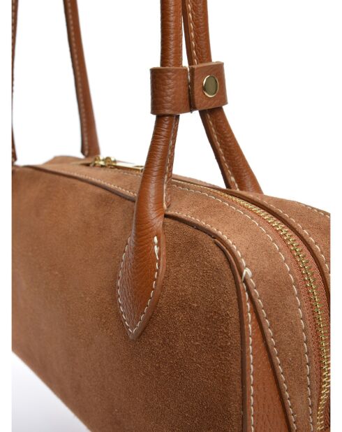 Sac porté épaule en cuir supérieure SS26 AL TSBV 47 cognac -16x33.5x9 cm