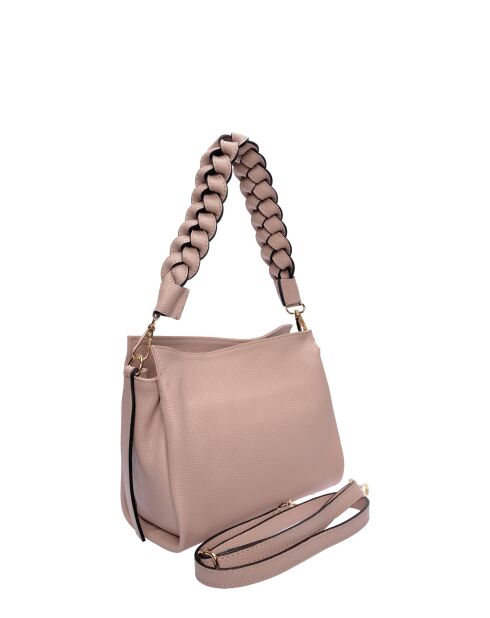Sac porté épaule en cuir SS26 IR 182T poudre -20x23x9.5 cm