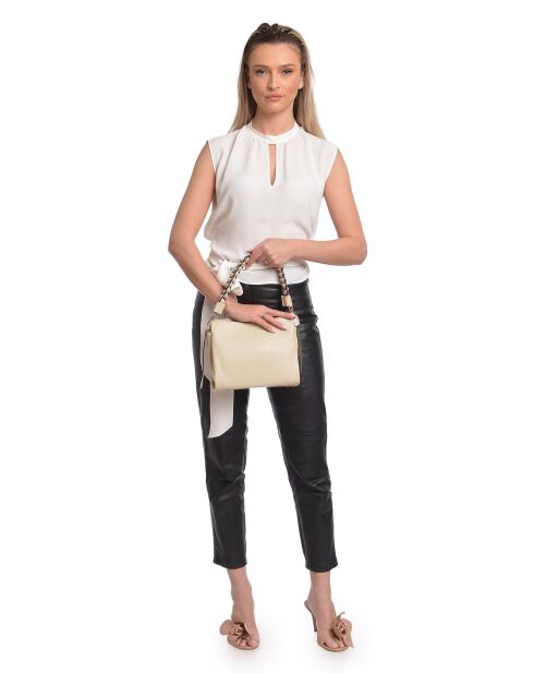 SS26 IR 182T Schultertasche aus beigem Leder -20x23x9,5 cm