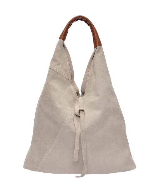 SS26 AL 8166 beige leren schoudertas -31,5x37x4 cm