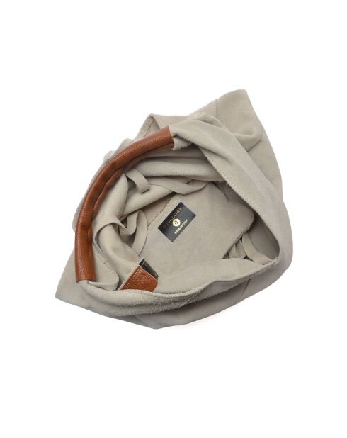 SS26 AL 8166 beige leren schoudertas -31,5x37x4 cm