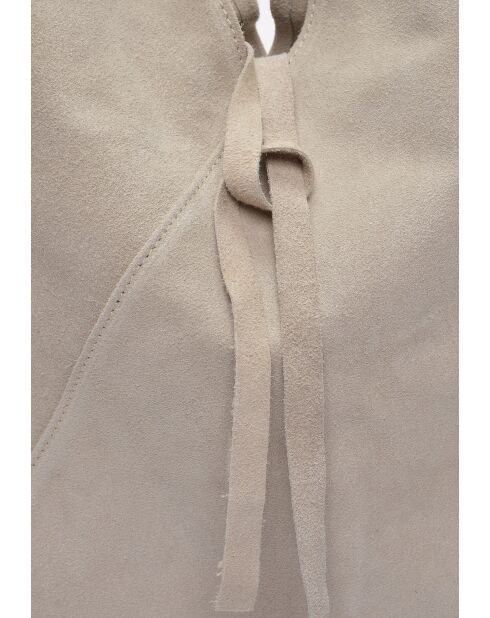 SS26 AL 8166 beige leren schoudertas -31,5x37x4 cm