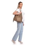 Sac porté épaule en cuir SS26 IR 8171 boue -30x39x12 cm
