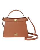 Sac à main avec fermeture rotative marron - 23,5x17,5x12 cm