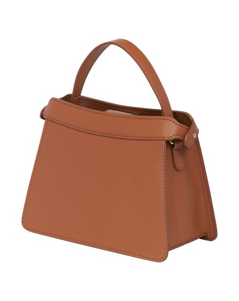Sac à main avec fermeture rotative marron - 23,5x17,5x12 cm