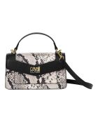 Sac à main avec bandoulière amovible noir effet serpent - 22x13x6.5 cm