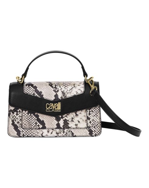 Sac à main avec bandoulière amovible noir effet serpent - 22x13x6.5 cm