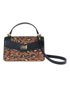 Sac à main avec bandoulière amovible noir léopard - 22x13x6.5 cm