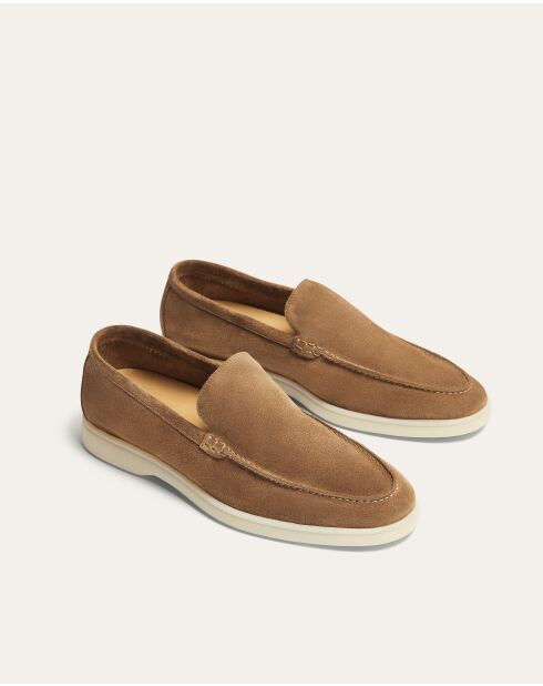 Mocassins Xander en daim beige foncé